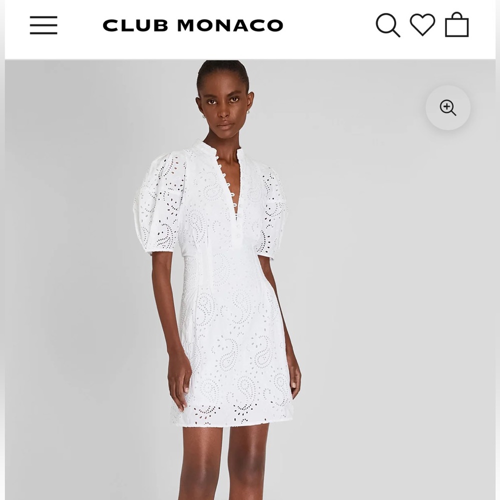 Club Monaco White Eyelet Dress Size 0 - 25 inch waist approx